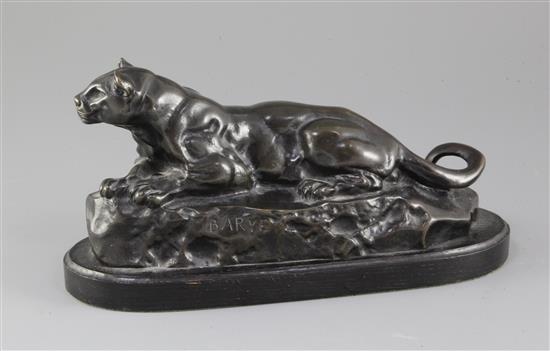 Antoine Louis Barye (1795-1875). A bronze model Panther of Tunis, 10in.